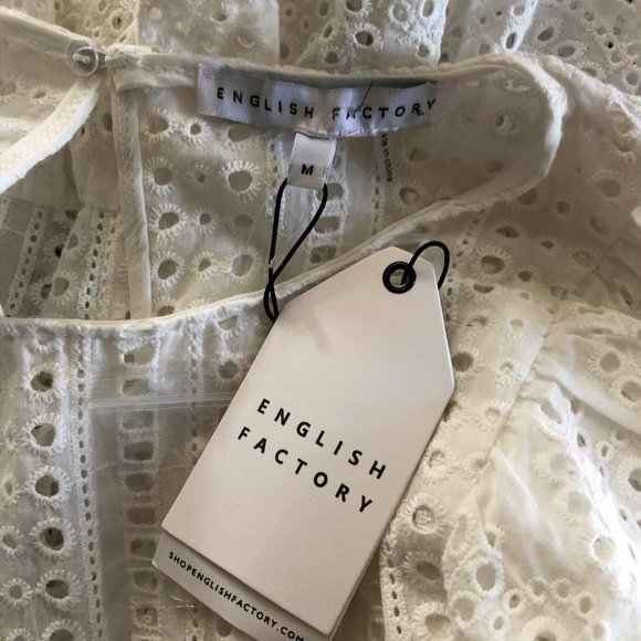 NWT English Factory eyelet lace ruffled statement sleeve blouse - Picture 6 of 7